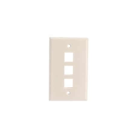 Cable Wholesale Keystone Wall Plate, Lite Almond, 3 Port, Single Gang 3012-09303